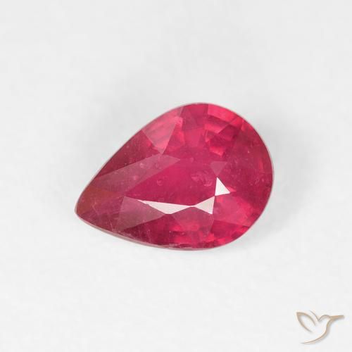 0.86ct 자연스러운 딥 크림슨 루비, 배 모양, VS-SI