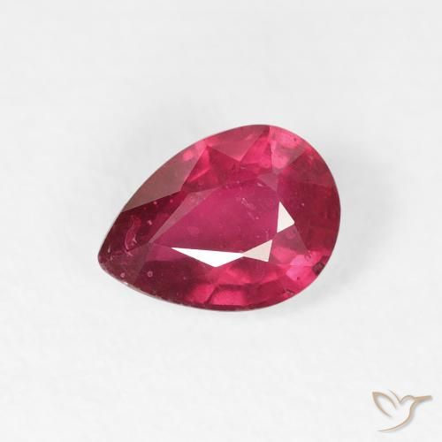 1.02ct 자연스러운 미디엄 레드 루비, 배 모양, VS-SI