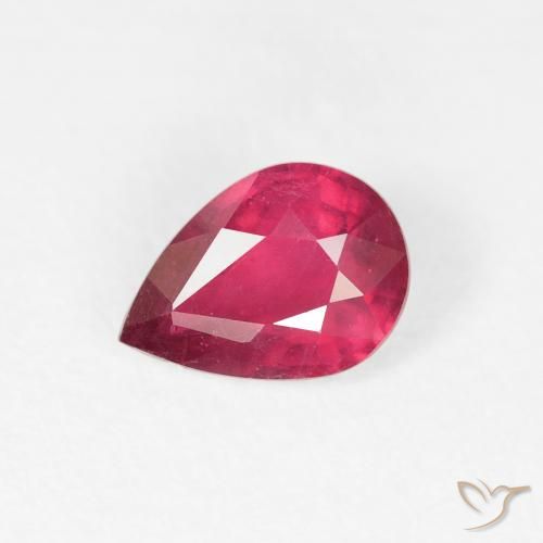 0.91ct 자연스러운 붉은빛이 도는 핑크 루비, 배 모양, VS-SI
