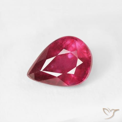 1.04ct 자연스러운 미디엄 레드 루비, 배 모양, VS-SI