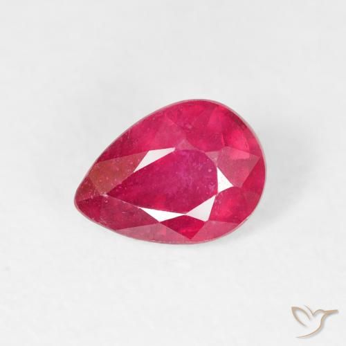 0.91ct 자연스러운 붉은빛이 도는 핑크 루비, 배 모양, VS-SI