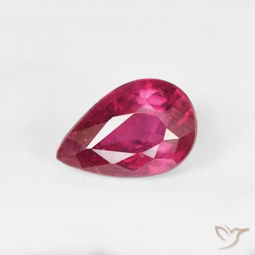 0.70ct 자연스러운 라이트 레드 루비, 배 모양, VS-SI