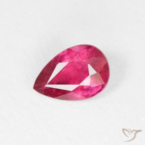 0.58ct 자연스러운 분홍빛이 도는 빨강 루비, 배 모양, VS-SI