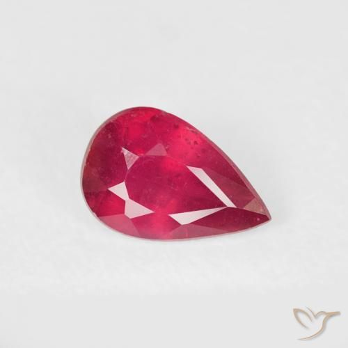 0.52ct 자연스러운 딥 크림슨 루비, 배 모양, VS-SI