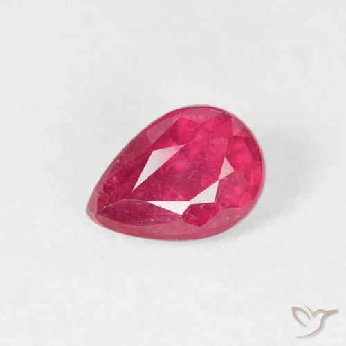 0.62ct 자연스러운 분홍빛이 도는 빨강 루비, 배 모양, VS-SI