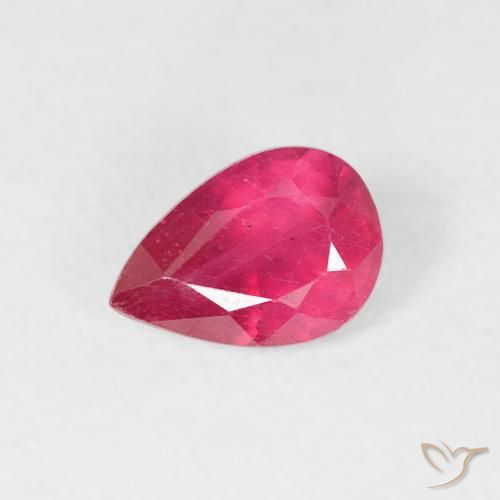 0.57ct 자연스러운 분홍빛이 도는 빨강 루비, 배 모양, VS