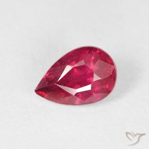 0.74ct 자연스러운 딥 크림슨 루비, 배 모양, VS-SI