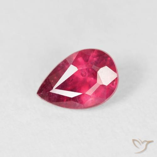0.62ct 자연스러운 미디엄 레드 루비, 배 모양, VS-SI