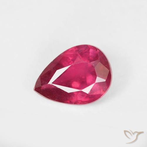 0.78ct 자연스러운 미디엄 레드 루비, 배 모양, VS-SI