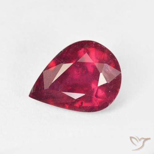 2.52ct 자연스러운 분홍빛이 도는 빨강 루비, 배 모양, VS