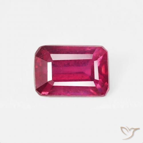 0.94ct 자연스러운 라이트 레드 루비, 에메랄드 컷, VS