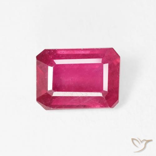 1.24ct 자연스러운 붉은빛이 도는 핑크 루비, 에메랄드 컷, VS