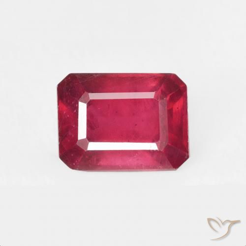 1.56ct 자연스러운 잼 레드 루비, 에메랄드 컷, VS