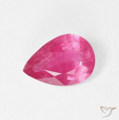 1.24ct 자연스러운 분홍빛이 도는 빨강 루비, 배 모양, VS