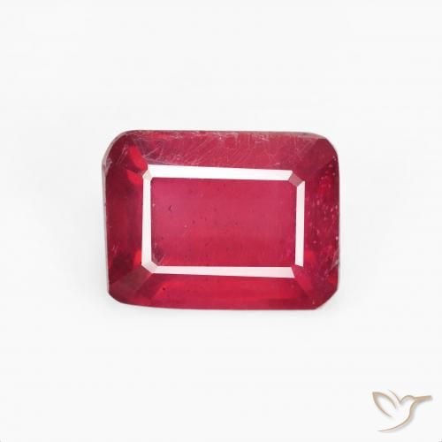 3.83ct 자연스러운 잼 레드 루비, 에메랄드 컷, VS
