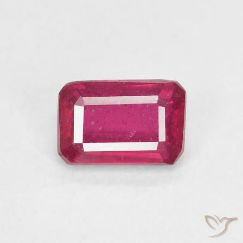 0.82ct 자연스러운 핫 핑크 루비, 에메랄드 컷, VS-SI