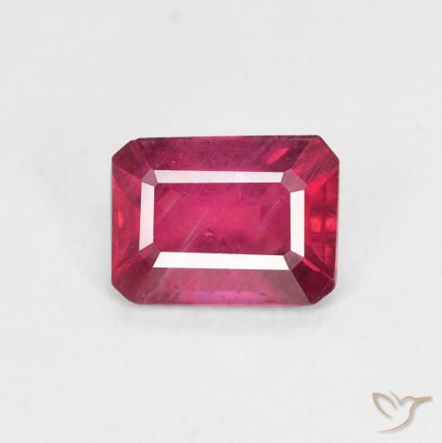 1.34ct 자연스러운 핫 핑크 루비, 에메랄드 컷, VS-SI