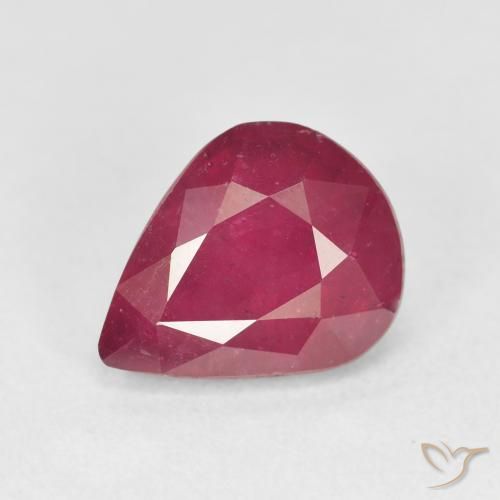 4.12ct 자연스러운 분홍빛이 도는 빨강 루비, 배 모양, VS