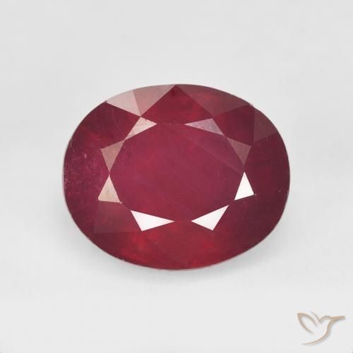 6.82ct 자연스러운 딥 레드 루비, 타원형, VS