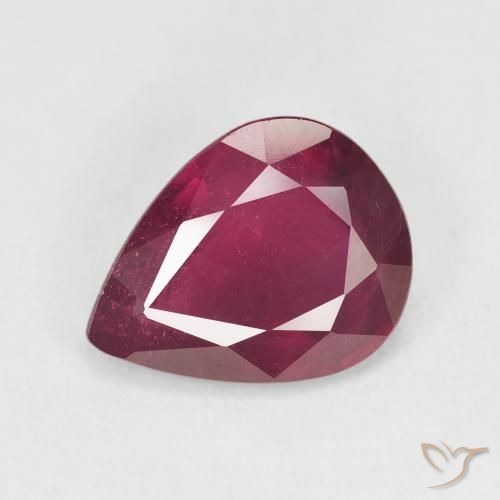 4.11ct 자연스러운 딥 레드 루비, 배 모양, VS