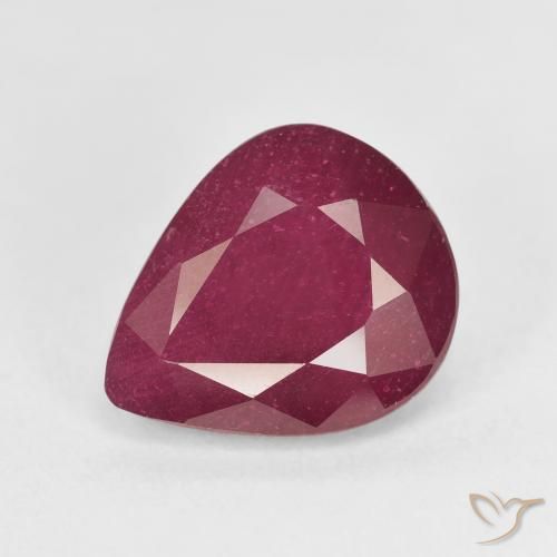 6.51ct 자연스러운 딥 레드 루비, 배 모양, VS