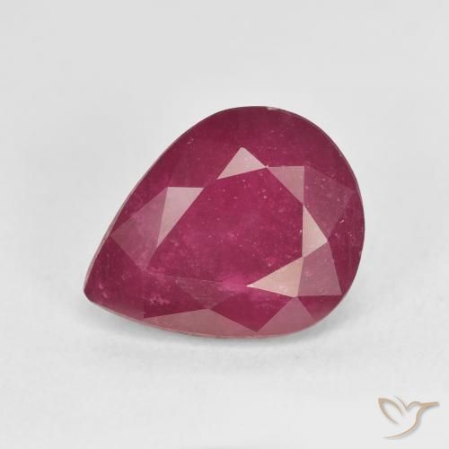 5.86ct 자연스러운 분홍빛이 도는 빨강 루비, 배 모양, VS