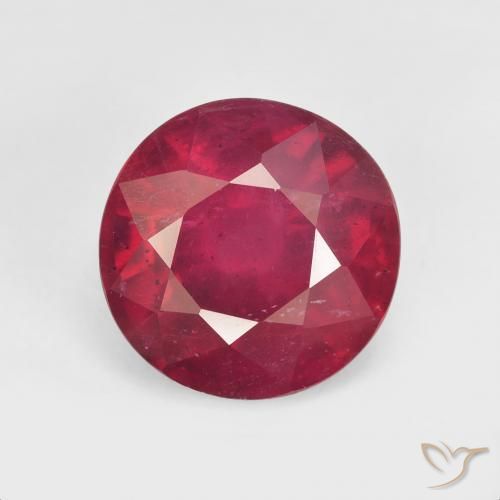 5.74ct 자연스러운 미디엄 레드 루비, 둥근, VS