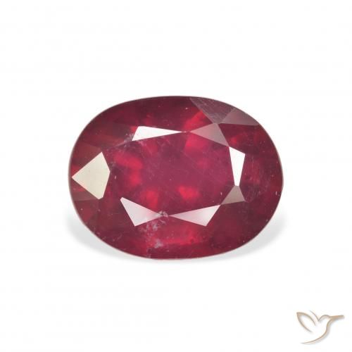 3.42ct 자연스러운 피처럼 붉은 루비, 타원형, VS