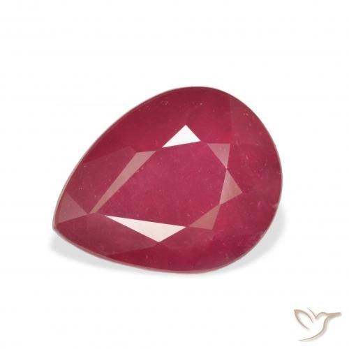 4.56ct 자연스러운 미디엄 레드 루비, 배 모양, VS