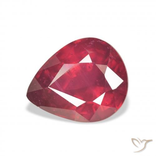 6.37ct 자연스러운 딥 크림슨 루비, 배 모양, VS