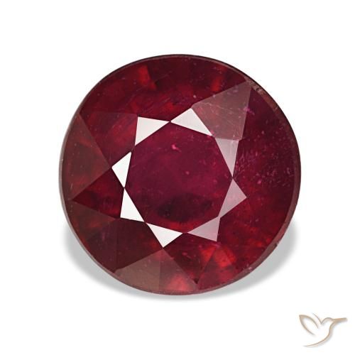 3.93캐럿 천연 와인 레드 루비, 라운드 컷, 8.48 mm, VS