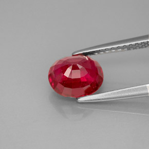 2.08캐럿 천연 핑크 레드 루비, 타원형 컷, 7.7×6.5 mm, SI-I1