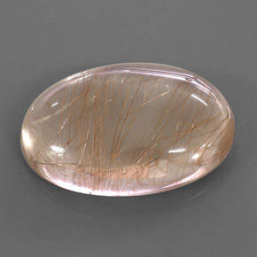 49.49캐럿 천연 무색 골든 루틸 쿼츠, 타원형 컷, 30.6×21.4 mm, 투명한
