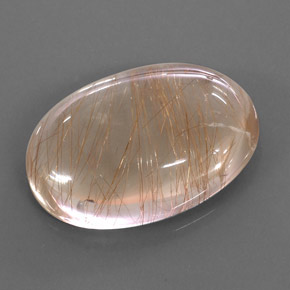 49.49캐럿 천연 무색 골든 루틸 쿼츠, 타원형 컷, 30.6×21.4 mm, 투명한