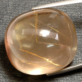 78.65캐럿 천연 무색 골든 루틸 쿼츠, 투명한, 27.2×24.5 mm, 투명/반투명