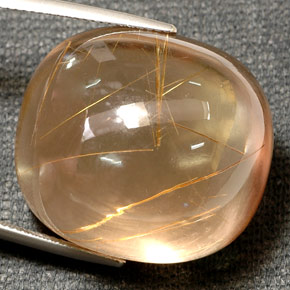 78.65캐럿 천연 무색 골든 루틸 쿼츠, 투명한, 27.2×24.5 mm, 투명/반투명
