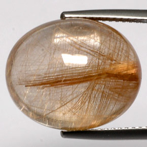 18.48캐럿 천연 무색 골든 루틸 쿼츠, 투명한, 17.3×14.3 mm, 투명/반투명