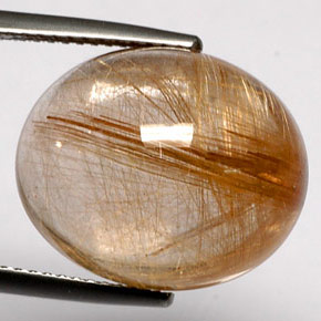 18.48캐럿 천연 무색 골든 루틸 쿼츠, 투명한, 17.3×14.3 mm, 투명/반투명