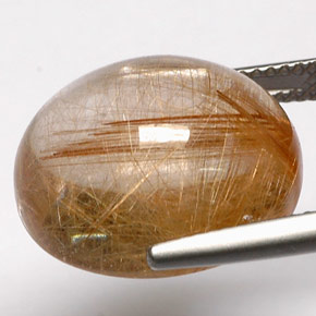 18.48캐럿 천연 무색 골든 루틸 쿼츠, 투명한, 17.3×14.3 mm, 투명/반투명