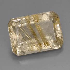 15.08캐럿 천연 무색 골든 루틸 쿼츠, 투명한, 18.3×13.2 mm, 투명/반투명