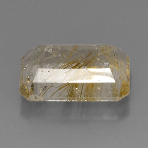 15.08캐럿 천연 무색 골든 루틸 쿼츠, 투명한, 18.3×13.2 mm, 투명/반투명