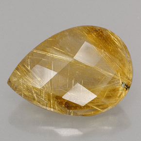 15.09캐럿 천연 무색 골든 루틸 쿼츠, 투명한, 20.5×14.7 mm, 투명/반투명