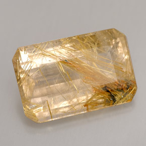 12.60캐럿 천연 무색 골든 루틸 쿼츠, 투명한, 18.4×12.1 mm, 투명/반투명