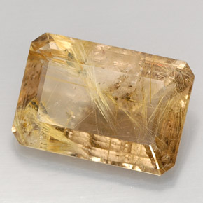 37.66캐럿 천연 무색 골든 루틸 쿼츠, 투명한, 26.4×18.3 mm, 투명/반투명