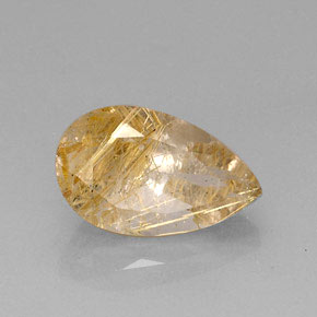 8.96캐럿 천연 무색 골든 루틸 쿼츠, 투명한, 15×11 mm, 투명/반투명