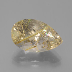 8.60캐럿 천연 무색 골든 루틸 쿼츠, 배 모양, 17.6×10.9 mm, 투명한