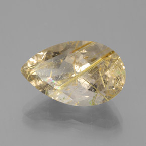 8.60캐럿 천연 무색 골든 루틸 쿼츠, 배 모양, 17.6×10.9 mm, 투명한