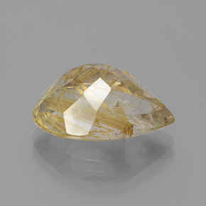8.60캐럿 천연 무색 골든 루틸 쿼츠, 배 모양, 17.6×10.9 mm, 투명한