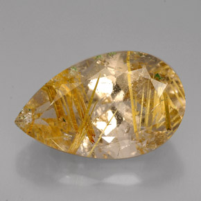 8.72캐럿 천연 무색 골든 루틸 쿼츠, 투명한, 18×11.1 mm, 투명/반투명