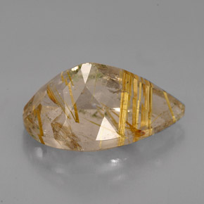 8.72캐럿 천연 무색 골든 루틸 쿼츠, 투명한, 18×11.1 mm, 투명/반투명
